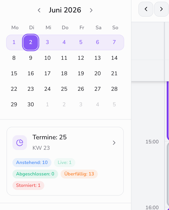 Status-Badges pro Woche
