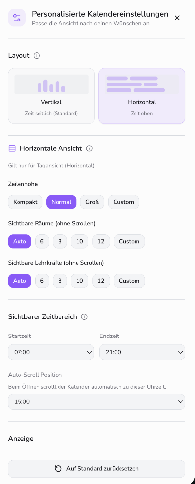 Layout & Zeitraster